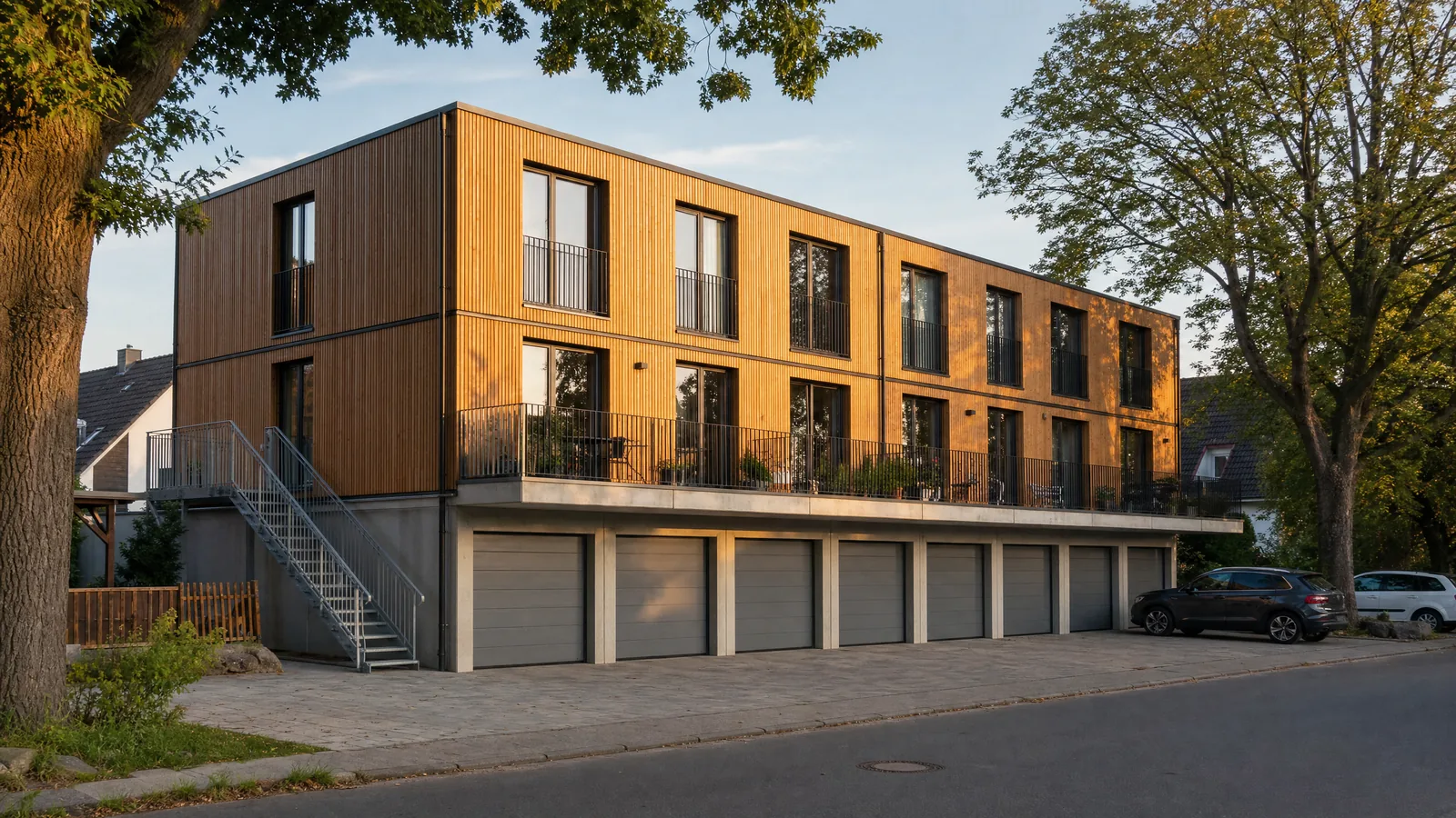 Garagenhof-Umnutzung mit Wohnaufbau